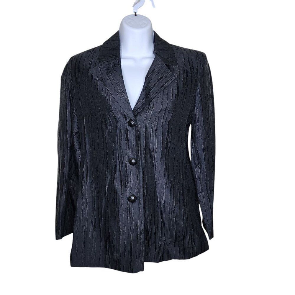 Vintage 90s Immagini Italy Textured Blazer Womens Size 38 Black